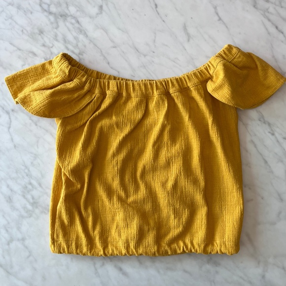 Madewell Texture & Thread Off the Shoulder Golden Yellow Summer Top - Si… - Picture 3 of 9